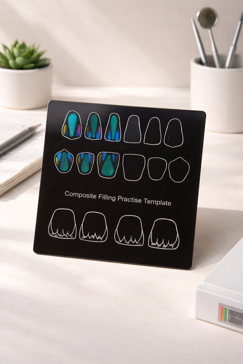 Composite Resin Filling Practice Boards: Anatomical Models for Study and Skill Development in Three Sizes.