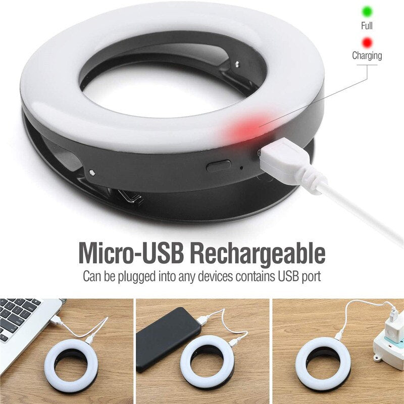USB Charge Led Selfie Ring Light Mobile Phone Lens LED Selfie Lamp Ring for iPhone Samsung Xiaomi  Phone Tablet Selfie Light