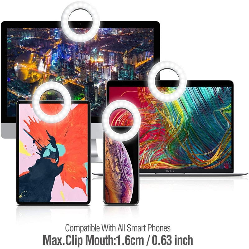 USB Charge Led Selfie Ring Light Mobile Phone Lens LED Selfie Lamp Ring for iPhone Samsung Xiaomi  Phone Tablet Selfie Light