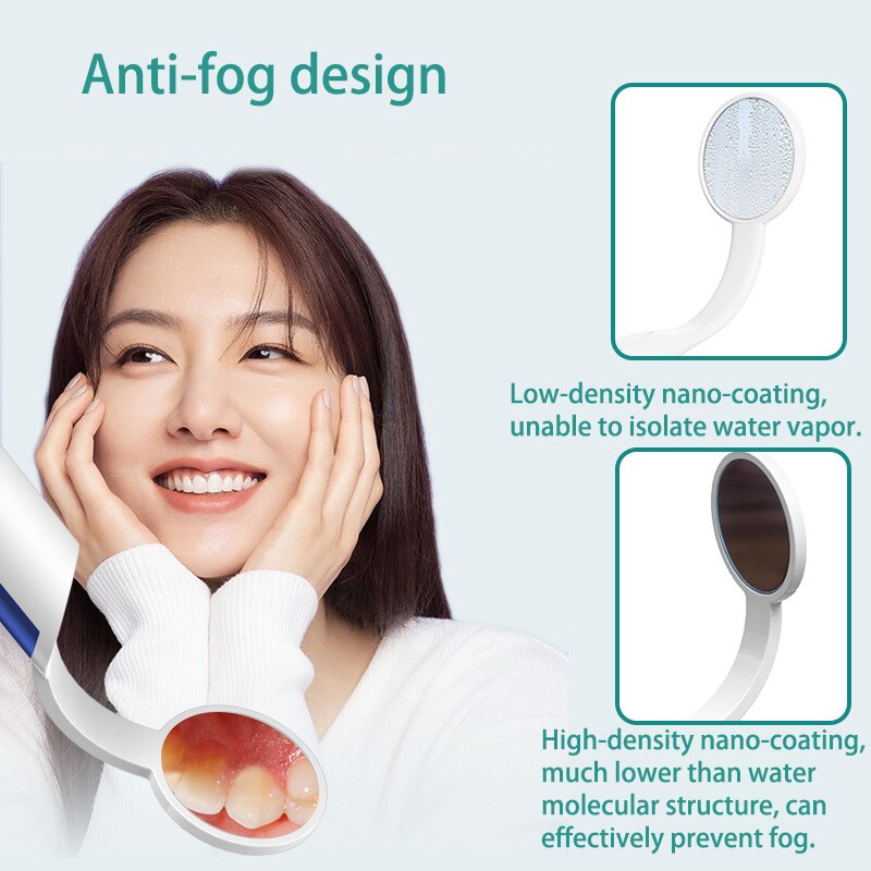 Dental Mouth Mirror With LED Light Instrument, Reusable with Anti-fog Care.