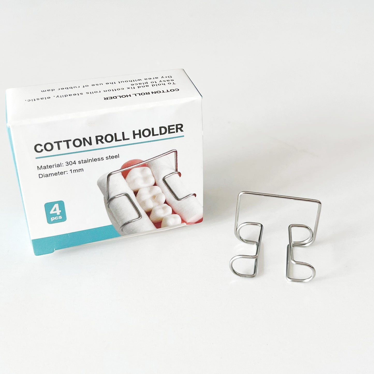 4 pieces of Dental cotton roll Clip Stainless steel Autoclavable.