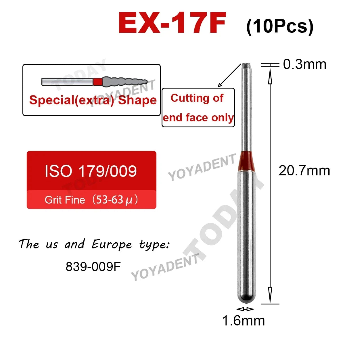 End-Cutting Diamond Bur 10pcs