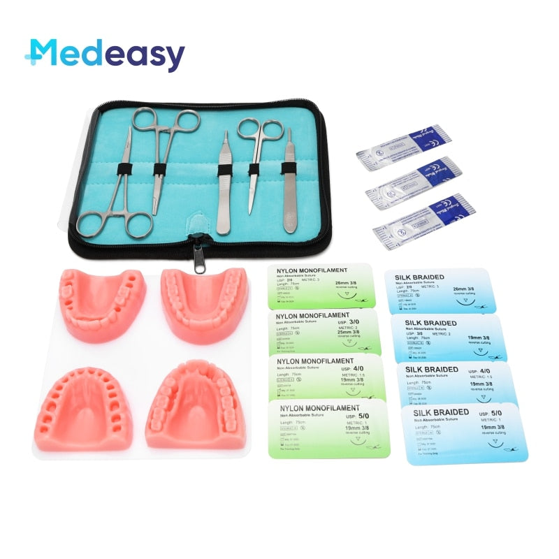 Medical / Dental Students Suture Kit practice model with Skin Pad Model Tool Set.