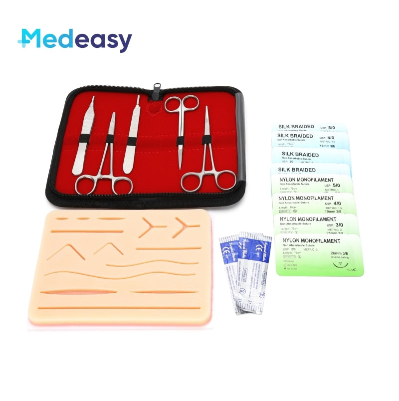 Medical / Dental Students Suture Kit practice model with Skin Pad Model Tool Set.