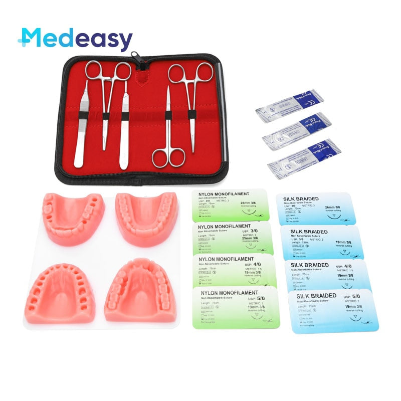 Medical / Dental Students Suture Kit practice model with Skin Pad Model Tool Set.