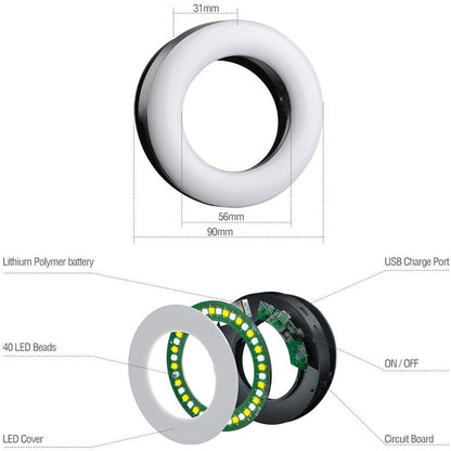 USB Charge Led Selfie Ring Light Mobile Phone Lens LED Selfie Lamp Ring for iPhone Samsung Xiaomi  Phone Tablet Selfie Light