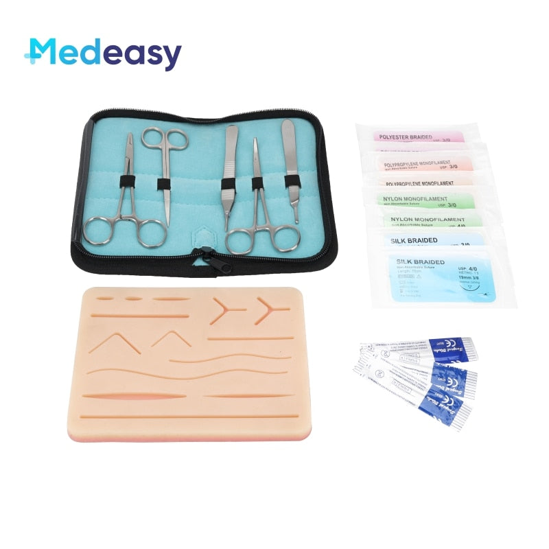 Medical / Dental Students Suture Kit practice model with Skin Pad Model Tool Set.