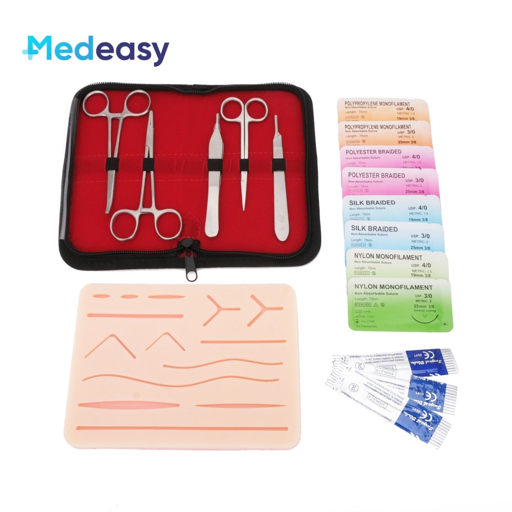 Medical / Dental Students Suture Kit practice model with Skin Pad Model Tool Set.