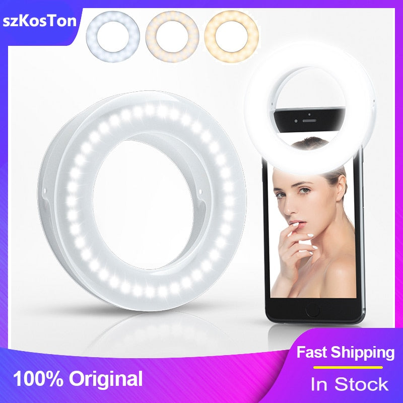 USB Charge Led Selfie Ring Light Mobile Phone Lens LED Selfie Lamp Ring for iPhone Samsung Xiaomi  Phone Tablet Selfie Light